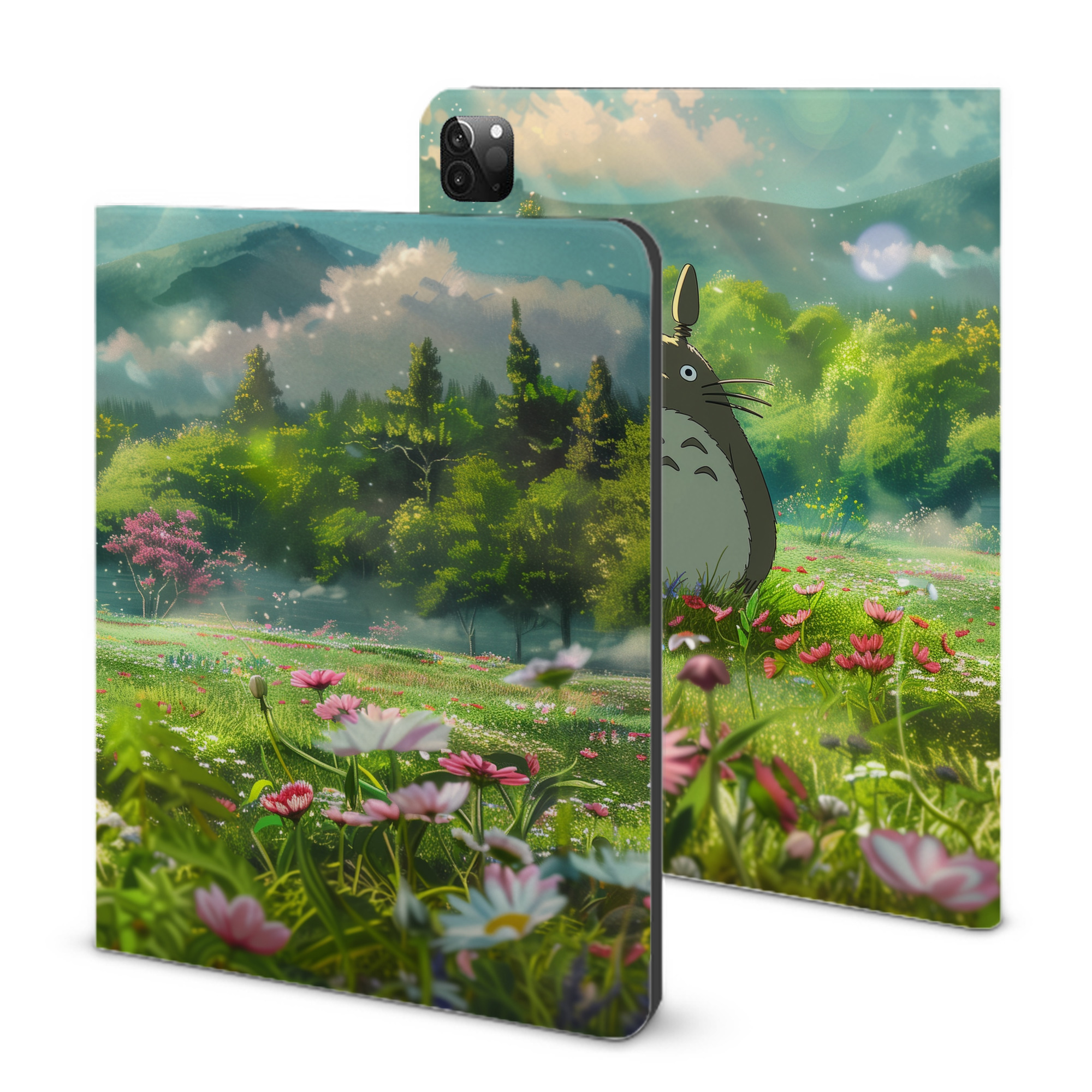 （画像用） となりのトトロ 草壁メイ 草壁サツキ My Neighbor Totoro Satsuki Kusakabe Mei Kusakabe IPadケース ペンホルダー付き ブックスタイルデザイン